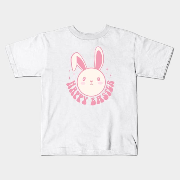 Happy easter day cute easter bunny groovy design Kids T-Shirt by Yarafantasyart